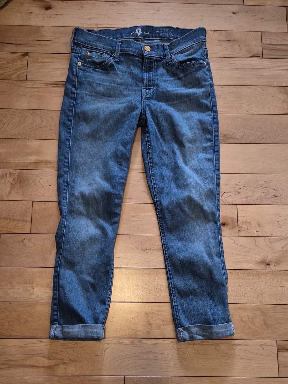 7 For All Mankind Women’s Size 27 The Skinny Crop & Roll Jeans